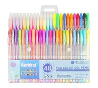 Gurkkst 48 Stylos Gel Paillettes Pour peinture,d'écriture et livres de coloriage Pointe de 1 mm(12 Métallique + 12 Paillettes + 12 Néon + 12 Pastel)