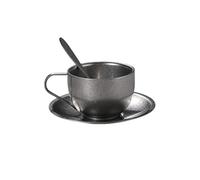 Gurlideo Ensemble de tasses à cappuccino en acier inoxydable, tasse à café et soucoupe, tasse à café expresso en métal pour café, boissons, latte américain, lait, 180 ml, 1 lot