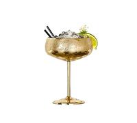 Gurlideo Gobelets à dessert en acier inoxydable de 230 ml, pour crème glacée, sundae, dessert, mini bol de service pour fruits, apéritif, salade (doré, verre à martini à bord rond)