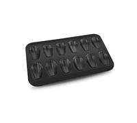 Gurlideo Madeleines Moule, 12 cavités, en acier au carbone avec revêtement antiadhésif, pour cuisson au four de brownies au chocolat et de biscuits, noir