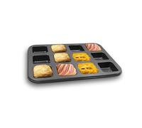 Gurlideo Moule à Brownie 12 Cavités Carré, Gris | Plaque de Cuisson Antiadhésive en Acier au Carbone pour Mini Gâteaux, Muffins, Financiers & Cheesecakes