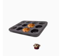 Gurlideo Moule à muffins perforé pour 12 muffins en acier au carbone anti-adhésif pour la cuisson de gâteaux, petits pains, tartes, pain