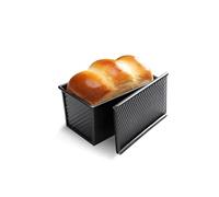 Gurlideo Moule à pain avec couvercle - Moule à pain pour la cuisson, 0,5 kg - Acier au carbone pour toast/sandwich/gâteau - Noir