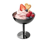 Gurlideo Verre à martini en acier inoxydable, capacité de 200 ml, bol de 10 cm avec tige de 6,7 cm, verre de service de bar de qualité supérieure (tasse à crème glacée noire)