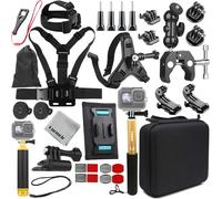 Gurmoir Kit d'accessoires pour Gopro Hero 13/12/11/10/9/8/7/6/Go Pro Max 2/DJI Osmo Action 6/5 pro/4/Insta 360 X5/X4 et Plus Caméra d'action (DT18)
