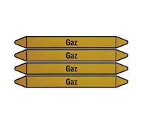 Gurtner - Accessoires Gaz - Plaque de 4 autocollants jaunes "Gaz" pour tuyauterie