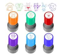 Gurtt Lot de 6 tampons auto-encreurs pour enseignants tampons de récompense et de motivation pour l’évaluation des enseignants, avec de jolis motifs de dessins animés