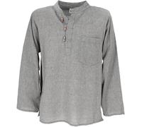 Guru-Boutique, Chemise de Pêche du Népal, Chemise Hippie Goa, Chemise de Yoga, Chemise Décontractée, Grise, Ducoton, Size:S, Des Chemises