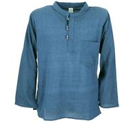 Guru-Boutique, Chemise de Pêcheur Népalais, Chemise Hippie Goa, Chemise de Yoga, Chemise Décontractée, Bleu Turquoise, Ducoton, Size:XL, des Chemises