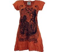 Guru-Boutique, Chemise Longue Soleil, Mini-Robe Bodhi Tree, Orange Rouille, Ducoton, Size:S (38), T-Shirts Imprimés `Sura