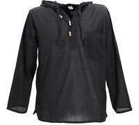 Guru-Boutique, Chemise Nepal, Sweatshirt Goa Hippie, Noir, Coton, Size:L, Chemises Pour Hommes
