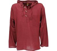 Guru-Boutique, Chemise Népalaise, Sweatshirt Hippie Goa, Chemise de Yoga, Chemise à Capuche, Bordeaux, Ducoton, Size:XXL, des Chemises