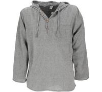 Guru-Boutique, Chemise Népalaise, Sweatshirt Hippie Goa, Chemise de Yoga, Chemise à Capuche, Gris, Ducoton, Size:XXL, des Chemises