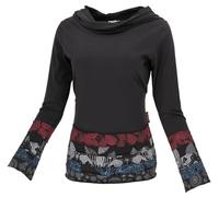 Guru-Boutique, Chemise Patchwork à Capuche avec Capuchon de Châle, Noir, Ducoton, Size:M (40), Chandails, Sweat-Shirts à Manches Longues