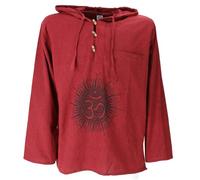 Guru-Boutique, Chemise Yoga, Chemise Goa Om, Sweatshirt, Bordeaux/Noir, Ducoton, Size:M, des Chemises