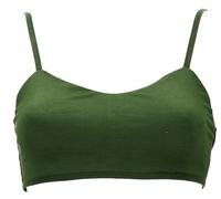 Guru-Boutique, Goa Psytrance Bikini Top, Top, Pixi Yoga Bra, Vert Olive, Synthétique, Size:S / M (38), T-shirts de Haut de Gamme