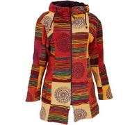 Guru-Boutique, Manteau Court en Patchwork Goa, Veste Hippie Boho - Orange Rouille, Ducoton, Size:M (42), Vestes et Gilets Boho