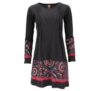 Guru-Boutique, Mini Robe Hippie Boho Chic, Tunique, Noir/Bleu, Coton, Size:L (42), Robes Courtes