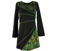 Guru-Boutique, Mini Robe Hippie Boho Chic, Tunique - Noir/Vert, Vert, Coton, Size:L (42), Robes Courtes