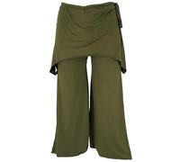 Guru-Boutique, Pantalon Goa Psytrance, 3/4 Pantalon D`été, Pantalon de Yoga, Pantalon de Festival, Pantalon évasé, Olive, Synthétique, Size:M/L (42), Pantalons Longs