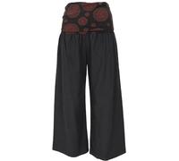 Guru-Boutique, Pantalon Large Marlene, Pantalon de Bien-être, Pantalon de Yoga, Pantalon Bohémien à Large Ceinture, Noir, Ducoton, Size:L (42), Pantalons Longs