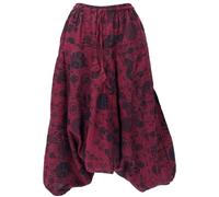 Guru-Boutique, Pantalon Sarouel Pantalon de Harem Short de 7/8 Longueur, Rouge, Ducoton, Size:S / M (40), Pantalons