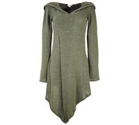 Guru-Boutique, Robe Pixi au Look Enveloppant Avec Capuche, Pull Elfe en Maille Fine, Kaki, Ducoton, Size:S / M (38), Des Robes Courtes
