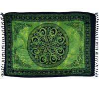 Guru-Boutique, Sarong, Tapisserie, Jupe Portefeuille, Robe Paréo Celtique Vert, Viscose, Size:Taille Unique, 160x100 cm, Sarongs, Serviettes de Plage