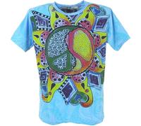 Guru-Boutique, T-Shirt Miroir, Peace/Bleu, Ducoton, Size:M, T-Shirts `