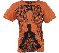 Guru-Boutique, T-shirt Soleil Bouddha de Méditation, Orange Rouille, Ducoton, Size:XL, T-shirts `