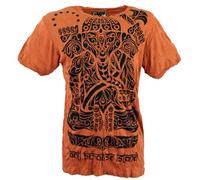 Guru-Boutique, T-Shirt Soleil Tribal, Orange Rouille, Ducoton, Size:M, T-shirts `