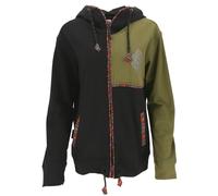 Guru-Boutique, Veste à Capuche Goa, Veste à Capuche Ethnique, Noir/olive, Ducoton, Size:L, Vestes, Cardigans et Ponchos