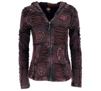 Guru-Boutique, Veste en Patchwork de Goa, Veste à Capuche Boho, Marron Foncé, Lecoton, Size:S (40), Vestes et Gilets Boho