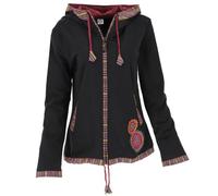 Guru-Boutique, Veste Ethno du Népal, Veste Brodée, Noir/rouge, Ducoton, Size:XL (44), Vestes et Gilets Boho