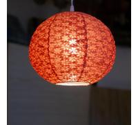 Guru-Shop Abat-jour en Papier Lokta Rond, Lampe Suspendue Corona Ø 30 cm, Rouge, PapierLokta, La Couleur : Rouge, Lampes de Plafond Asiatiques Lampes en Papier Tissu
