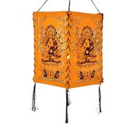 Guru-Shop Abat-jour Suspendu en Papier Lokta, Lampe Couverture en Papier Fait Main - Buddha 2 Orange, DupapierLokta, 28x18x18 cm, Plafonniers Asiatiques Lampes en Tissu de Papier