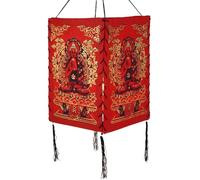 Guru-Shop Abat-jour Suspendu en Papier Lokta, Lampe Couverture en Papier Fait Main - Buddha 2 Rouge, DupapierLokta, 28x18x18 cm, Plafonniers Asiatiques Lampes en Tissu de Papier