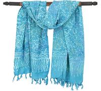 GURU SHOP Bali Batik - Robe sarong - Jupe portefeuille - Sarong - Serviette de plage avec boucle de sarong - Pour homme/femme - Bleu - Synthétique - Taille unique, Design 4/bleu turquoise, taille