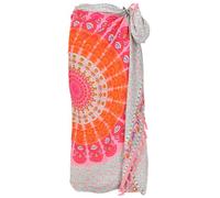 GURU SHOP Bali Sarong, serviette murale, jupe enveloppante, robe sarong mandala pour homme/femme, turquoise, synthétique, taille : taille unique, sarongs et foulards alternatifs, Menthe/orange, taille