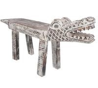 GURU SHOP Banc crocodile sculpté Blanc antique 75 cm Beige