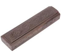 Guru-Shop Boîte de Bâtonnets D`encens, Boîte à Crayons Avec Ornement Sculpté, Boîte de Rangement, Brun, 3,5x24x6 cm, Porte-bâton D`encens