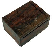 Guru-Shop Boîte en Bois Sculpté, Coffre au Trésor, Boîte à Bijoux en 2 Tailles - Fleur, Marron, Taille : Petit (3x7x5 cm), Boîtes, Coffrets Cercueils