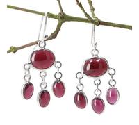 Guru-Shop Boucles D'oreilles Argent Bollywood une Grenade, Boucles D'oreilles en Argent Avec des Pierres Semi-précieuses