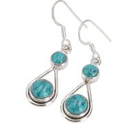 GURU SHOP Boucles d'oreilles indiennes en argent, boucles d'oreilles ethniques pendantes, turquoise, normal, Argent sterling, Pas de pierre précieuse