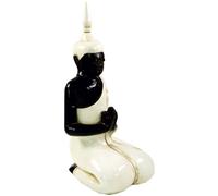 Guru-Shop Bouddha Sculpté à Genoux en Mudra Anjali - Blanc, Blanc, 37x15x17 cm, Statues de Bouddha