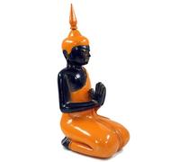 Guru-Shop Bouddha Sculpté à Genoux en Mudra Anjali - Orange, Orange, 37x15x17 cm, Statues de Bouddha