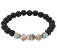 GURU SHOP Bracelet Mala Bijoux Bouddhiste 8mm | Bande élastique, 22 perles, perle en métal, énergie spirituelle, combinable avec d'autres bracelets