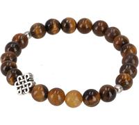 GURU SHOP Bracelet Mala Nœud Infini Handmala Bijoux Bouddhiste 8mm Oeil de Tigre Marron