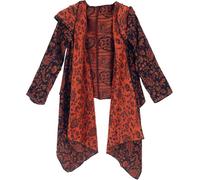 GURU SHOP Cardigan ouvert, veste grande taille avec capuche, femme, multicolore, synthétique, taille : 38, noir/orange, 44