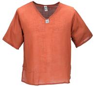 GURU SHOP Chemise de yoga, chemise alternative, en coton, légère, à manches courtes, à enfiler, blanc naturel, pour homme, coton, Orange rouille., L